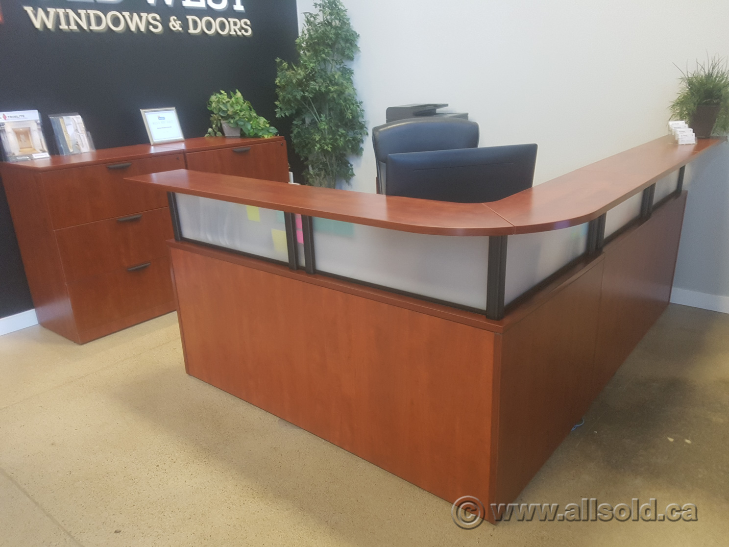 Autumn Maple L Suite Reception Desk with Transaction Counter Allsold